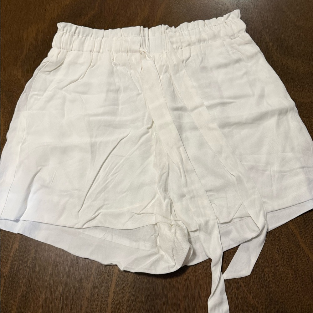 Pink Lily High Waist White Shorts